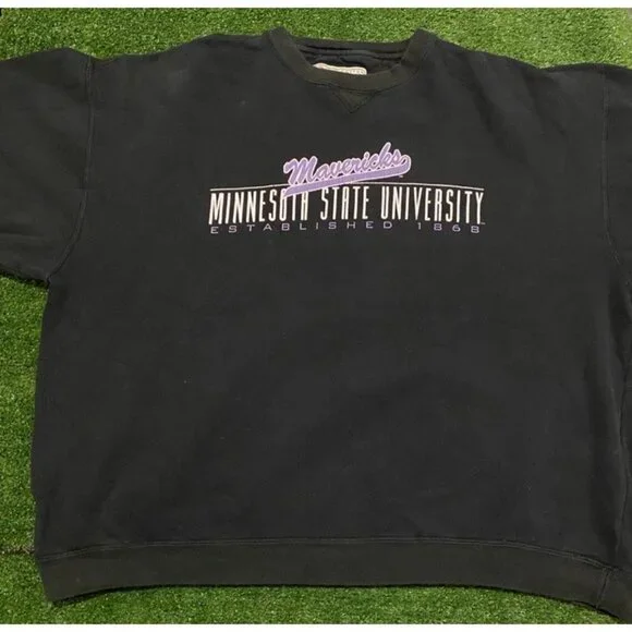 Vintage Minnesota State Mavericks sweatshirt mens 2XL black oversize crewneck - Picture 2 of 11